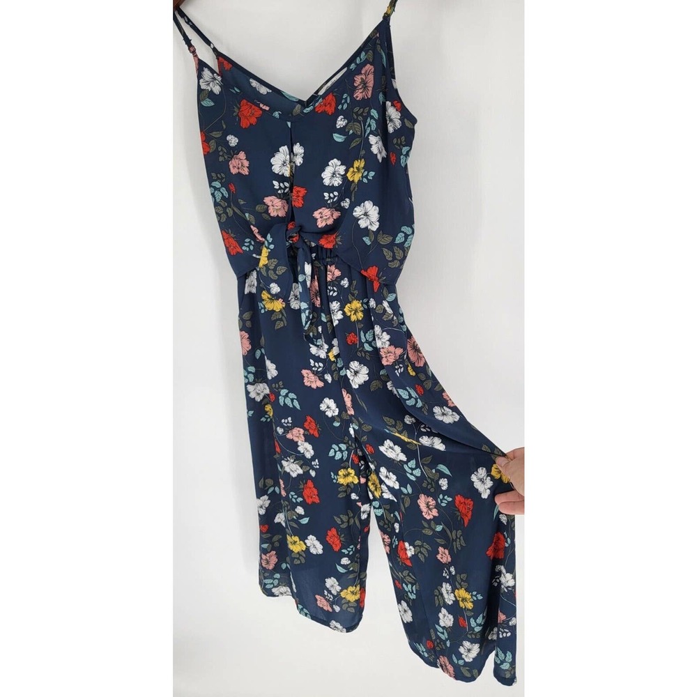 Jack by BB Dakota Blue Red Floral Layered Cropped Romper Pockets Women's S